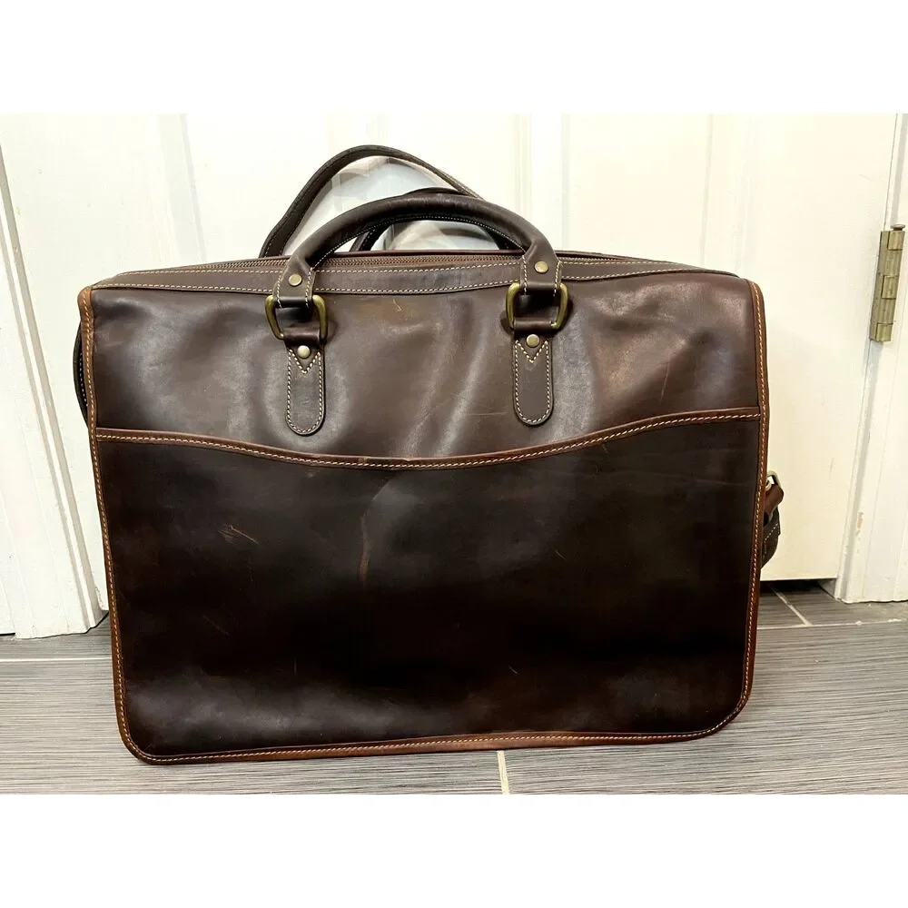 Tusting Levenger Marston Leather Ziptop Briefcase Messenger Bag